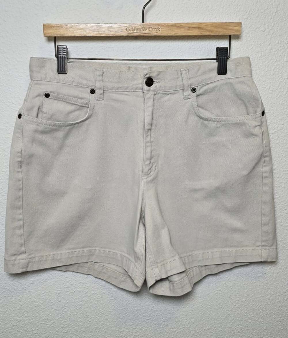 Vintage Liz Claiborne Lizwear Womens Shorts Size 12 Beige Cotton High Rise